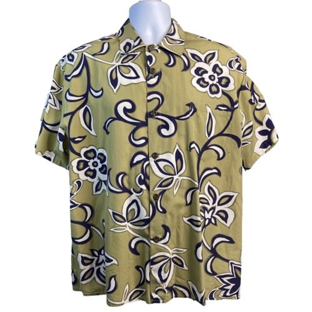 HILO HATTIE HAWAIIAN Original Button Down Short Sleeve Shirt L Vacation Beachy